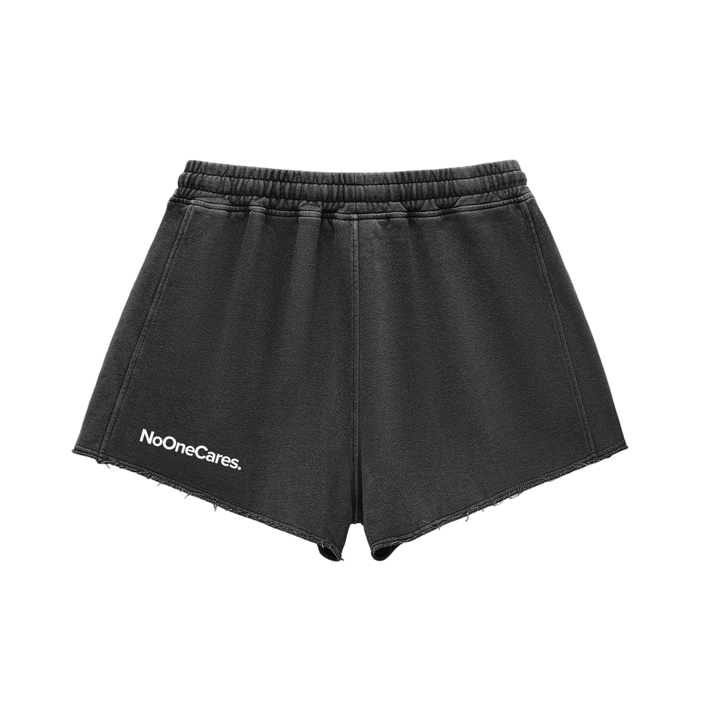 Snow Washed Raw Edge Drawstring Shorts